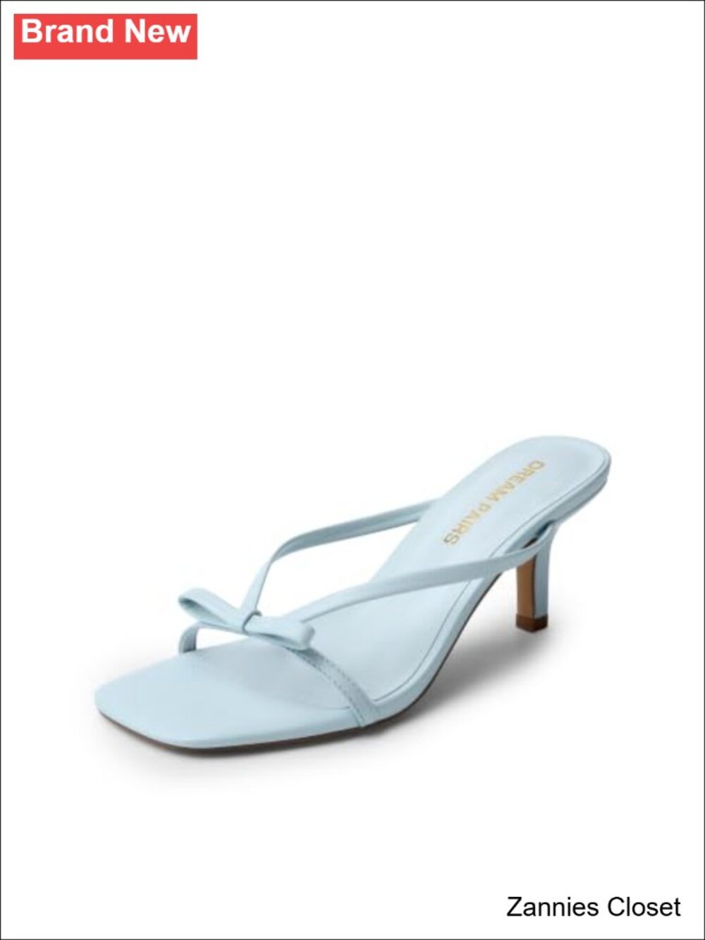 ✨DREAM PAIRS Women's Faux Leather Kitten Heel Bow Thong Sandals Slip-On